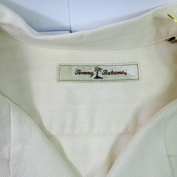 Tommy Bahama 100% Silk Mens XL Ivory Floral Tropical Hawaiian Aloha Short Sleeve - Picture 3 of 12